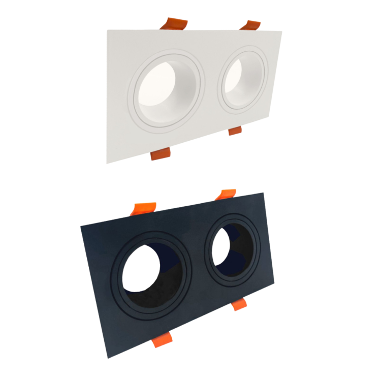 Supporto quadrato doppio faretto per lampada GU10 MR16